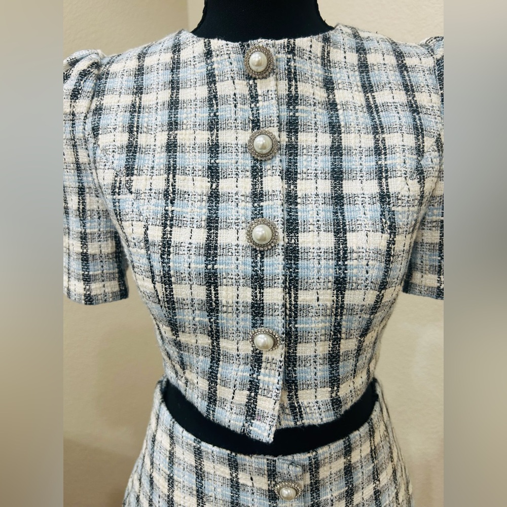 Serenette Tweed Short sleeve 2 piece skirt and top - Picture 2 of 8
